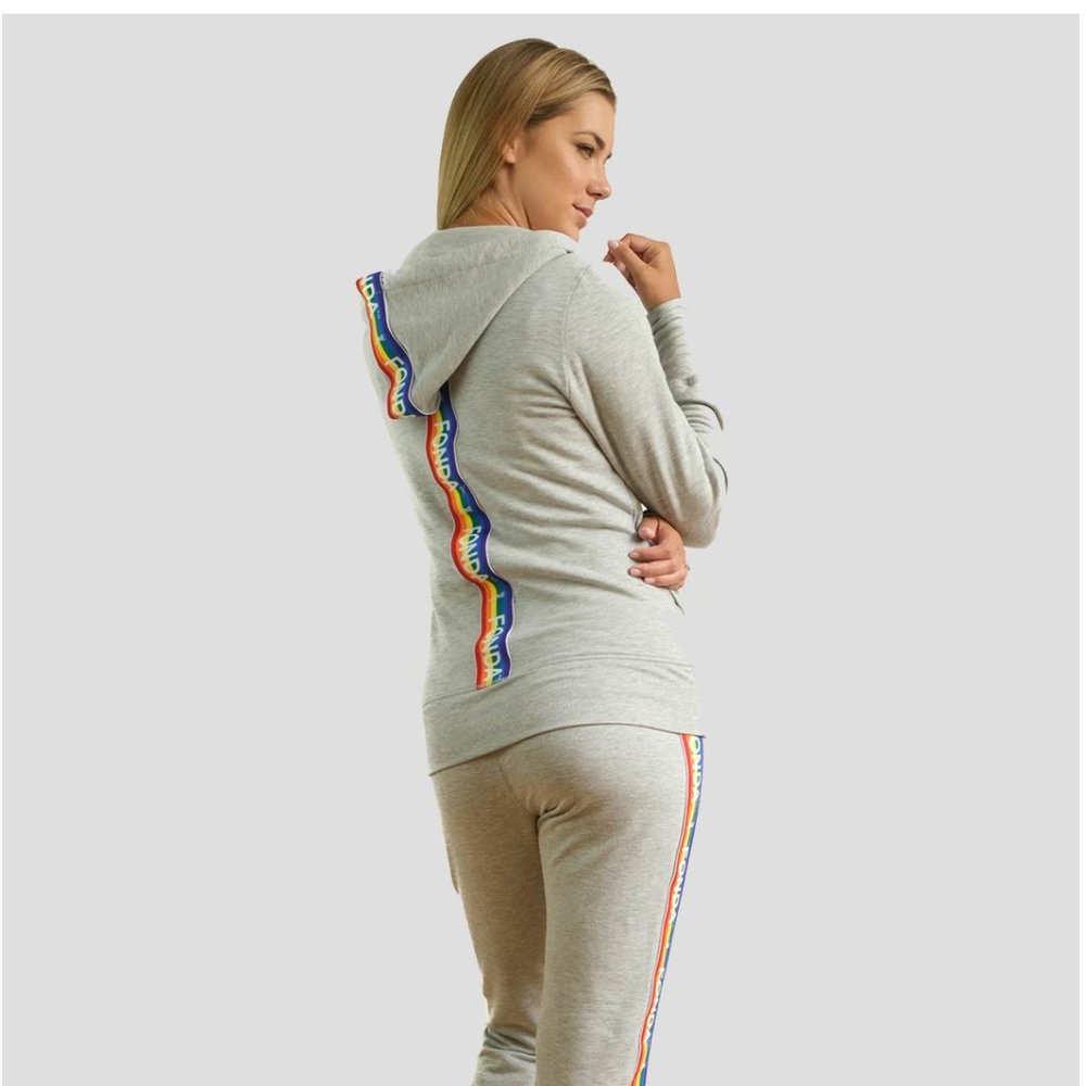 Jane Fonda Heather Grey Rainbow Jogging Suit